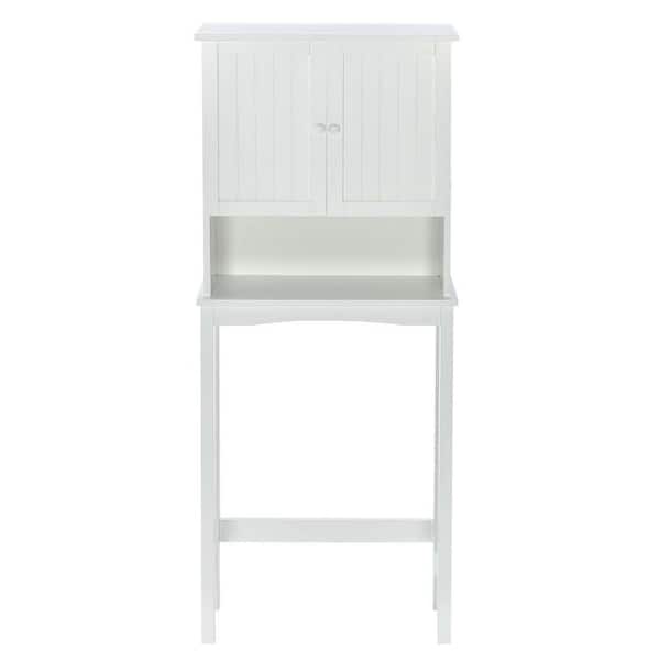 Unbranded 23.6 in. W x 8.8 in. D x 62.2 in. H White Bathroom Storage Wall Cabinet With Shelf And Two Doors Space-Saving Storage