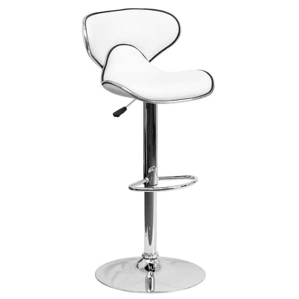 Flash Furniture Adjustable Height White Cushioned Bar Stool
