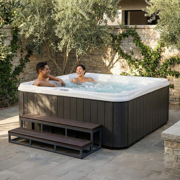 Dual Voltage 3-Person 18-Jet 110v-240v Plug and Play Acrylic Lounger Standard Hot Tub with Ozonator and Titanium Heater