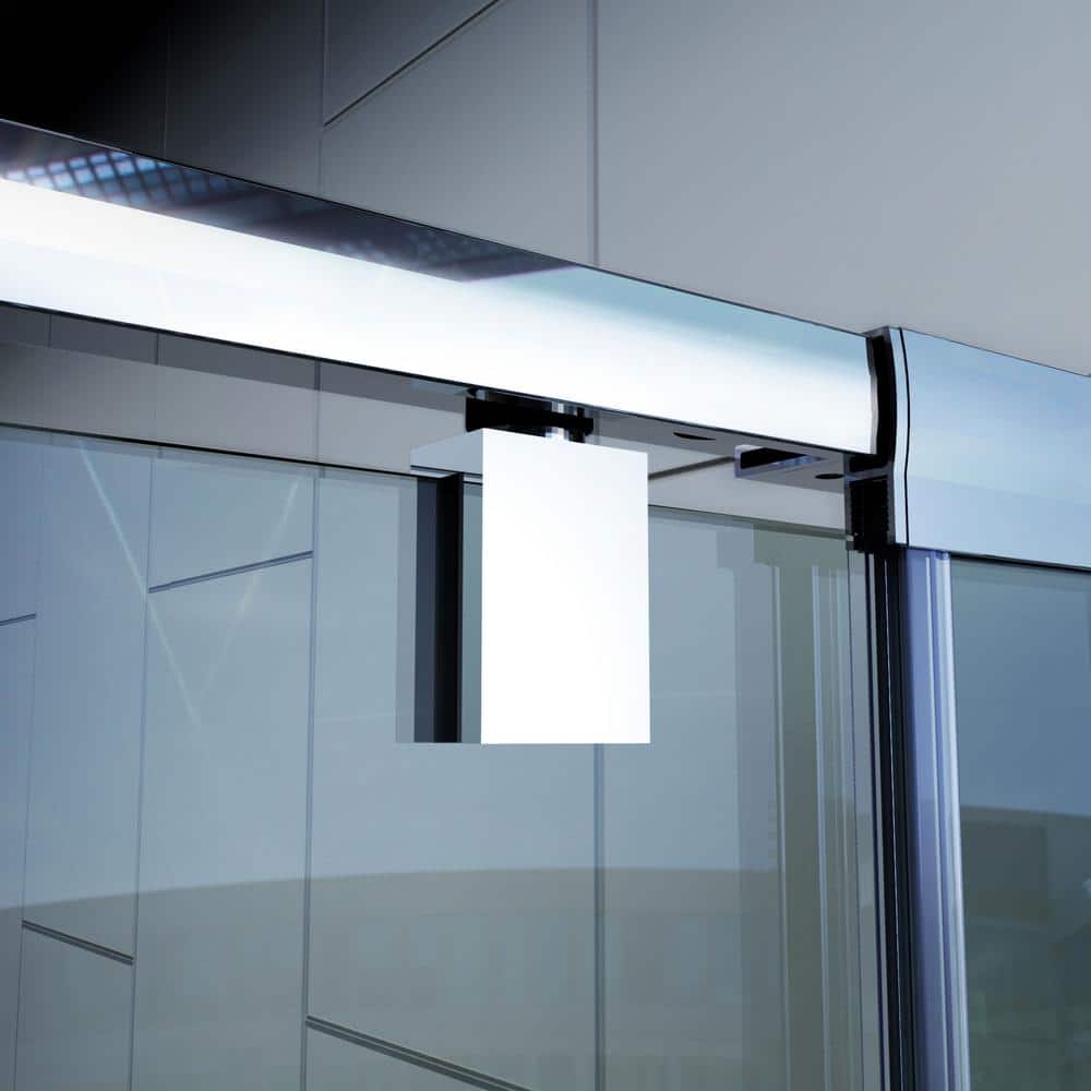 Flex 60" x 76.75" Clear Glass Semi-Frameless Shower Kit with Brushed Nickel Hardware