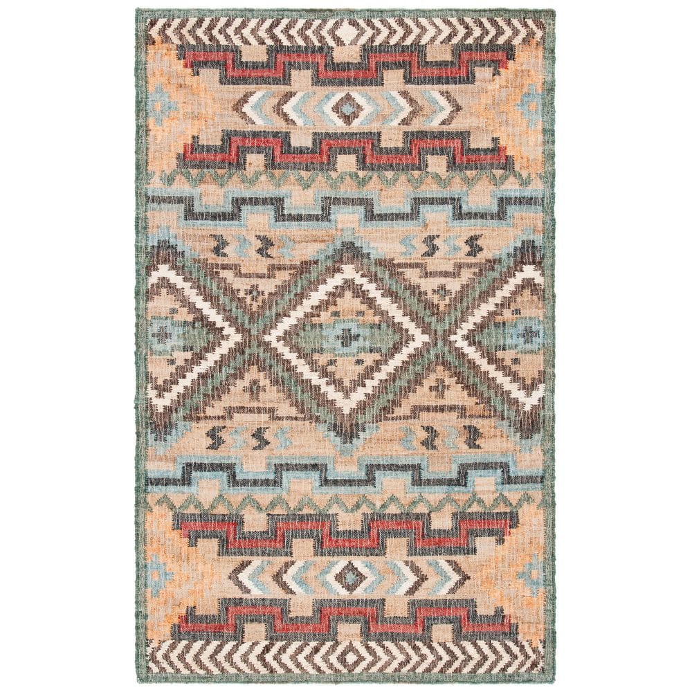 Handmade Blue and Natural Wool Tribal 6' x 9' Area Rug