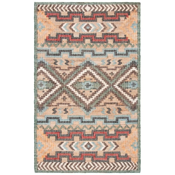 SAFAVIEH Kilim Natural/Blue 6 ft. x 9 ft. Native American Geometric Area Rug