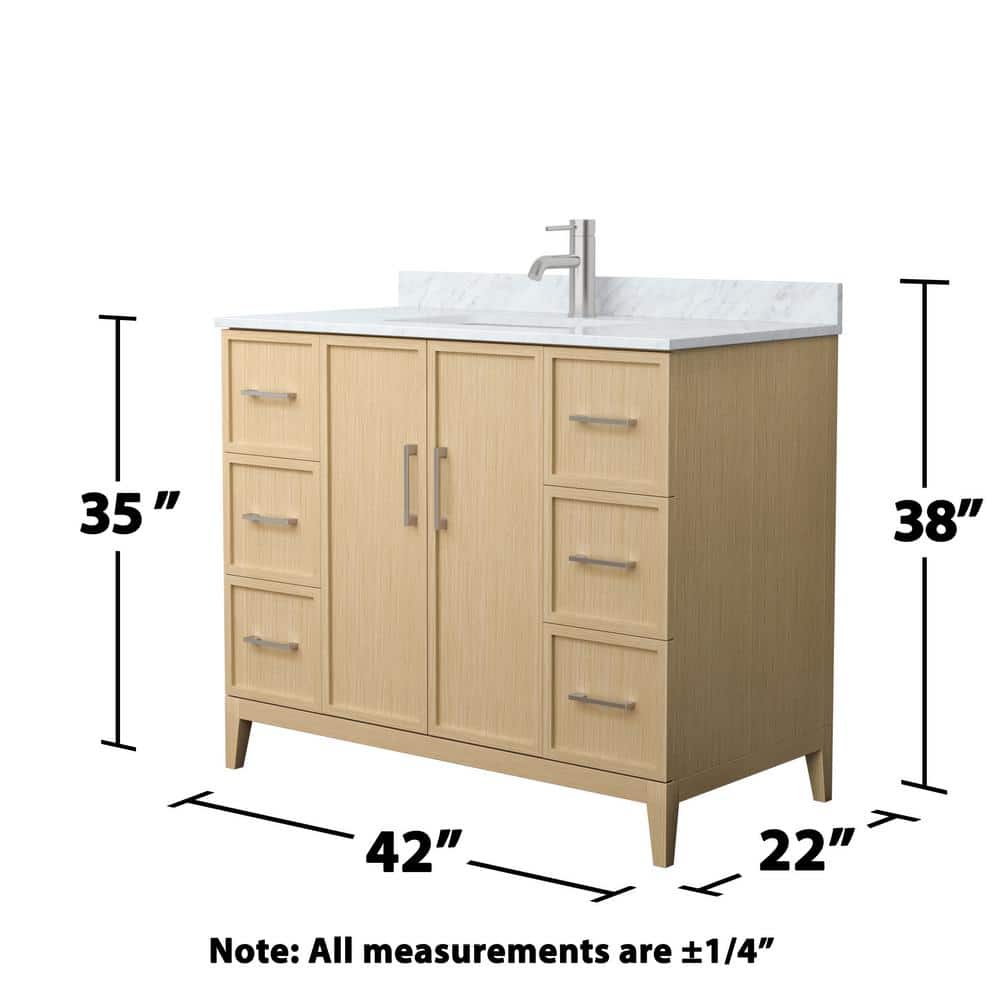 Elan 42" White Oak Single Vanity with Carrara Marble Top