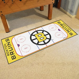 NHL Retro Boston Bruins White 2 ft. x 6 ft. Rink Runner Rug