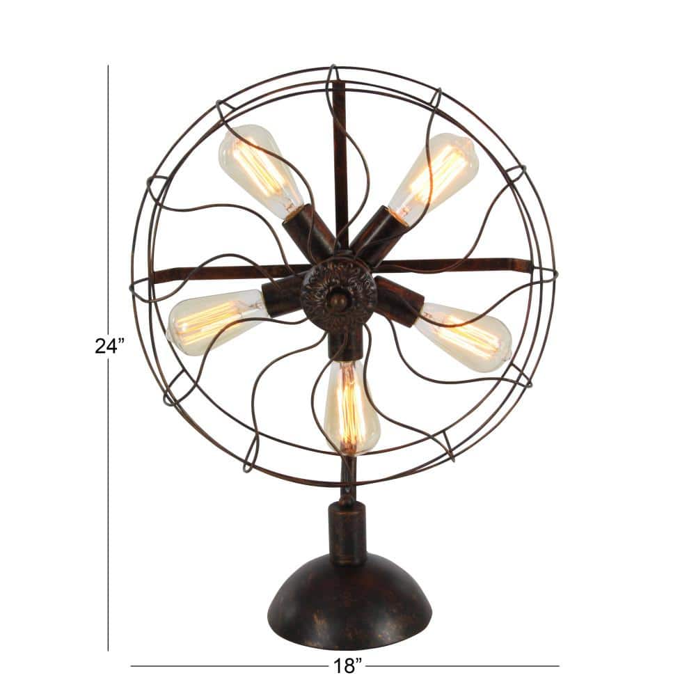 Bronze Vintage Fan Shape 5 Light Industrial Nightstand Lamp