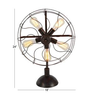 24 in. Bronze Metal Vintage Fan Shape 5 Light Task and Reading Table Lamp