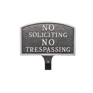 No Soliciting, No Trespassing Arch Small Statement Plaque with 23 in. Lawn Stake - Swedish Iron
