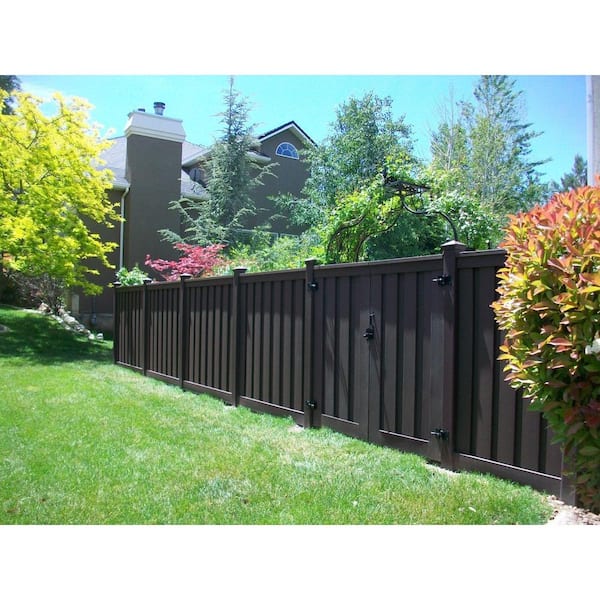 Seclusions 4 ft. x 6 ft. Woodland Brown Wood-Plastic Composite Privacy Fence Double Gate with Hardware