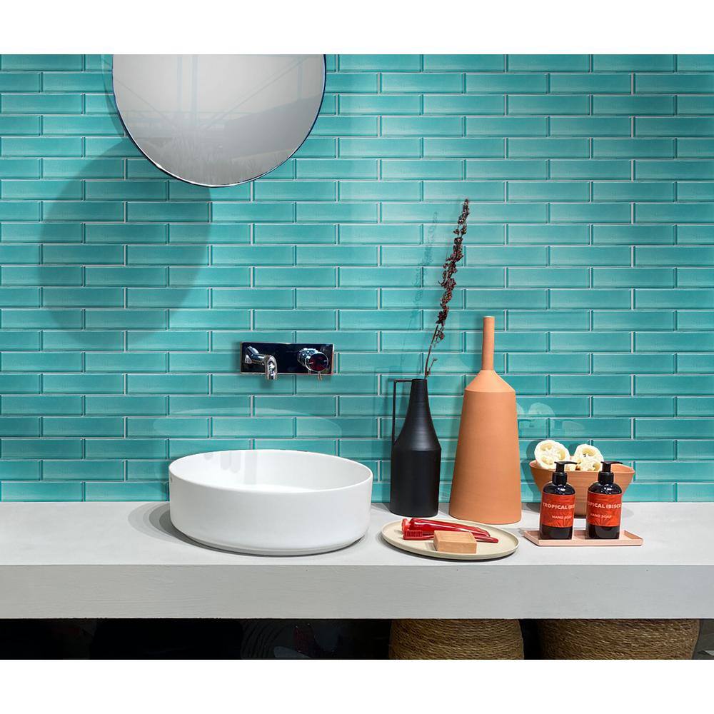 Marine Blue Glass Subway Mosaic Tile for Kitchen and Bathroom