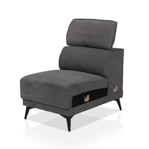 Rischer Dark Gray Fabric Adjustable Headrest Armless Chair