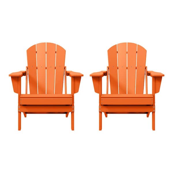 WESTIN OUTDOOR Laguna 2-Pack Fade Resistant Outdoor Patio HDPE Poly Plastic Classic Folding Adirondack Chairs in Orange