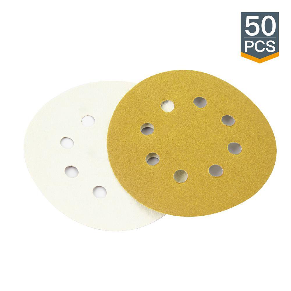 60x Sanding Discs 5'' Pad 8Hole Orbital Sandpaper Pad Hook & Loop 40/60/80 Grits 