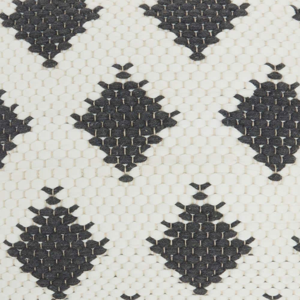 Charcoal and Ivory Cotton Geometric 20" Square Throw Pillow