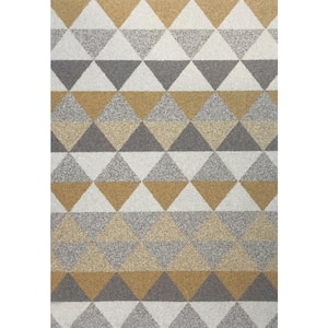 Silvia Ivory Gold 3 ft. 11 in. x 5 ft. 7 in. Geometric Polypropylene Area Rug