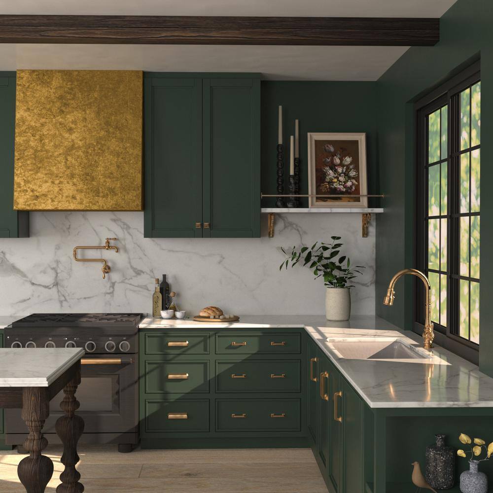 Brushed Golden Brass Modern Cabinet Handle with Mounting Hardware
