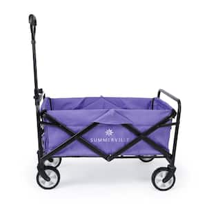 6.27 cu. ft. Folding Wagon Fabric Cart Heavy-Duty Collapsible Utility Wagon Outdoor Camping Garden Cart/Wheels Purple