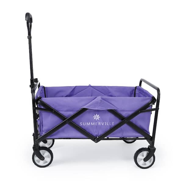 Agfabric 6.27 cu. ft. Folding Wagon Fabric Cart Heavy-Duty Collapsible Utility Wagon Outdoor Camping Garden Cart/Wheels Purple