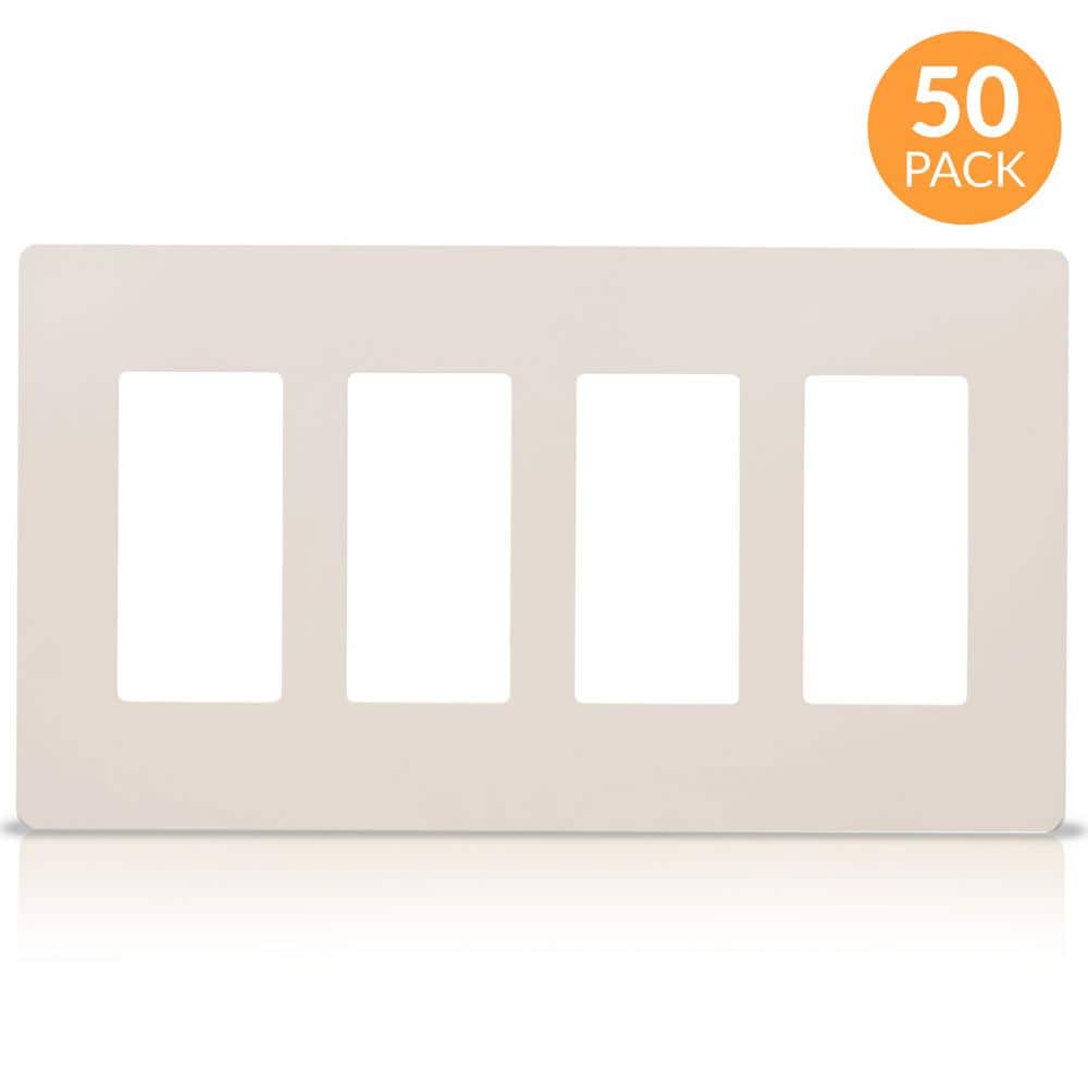 Faith 4-Gang Decorator Screwless Wall Plate, GFCI Outlet/Rocker Switch Cover, Light Almond (50-Pack) -  SWP4-LA-50