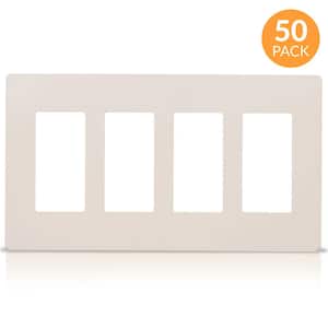 4-Gang Decorator Screwless Wall Plate, GFCI Outlet/Rocker Switch Cover, Light Almond (50-Pack)