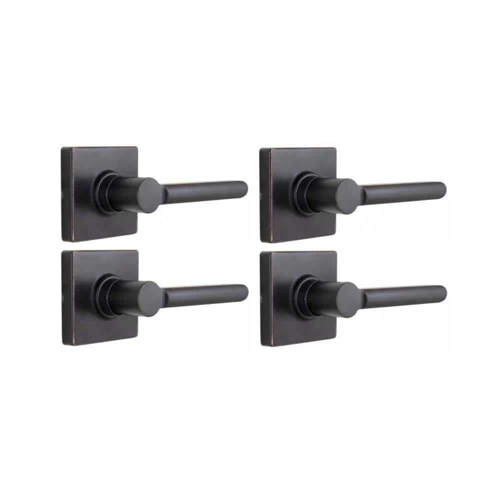 Tonebridge Aged Bronze Hall/Closet Door Lever with Square Rose (4-Pack)