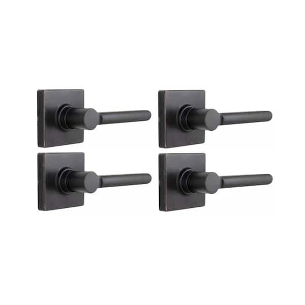 Defiant Tonebridge Aged Bronze Hall/Closet Door Lever with Square Rose (4-Pack)