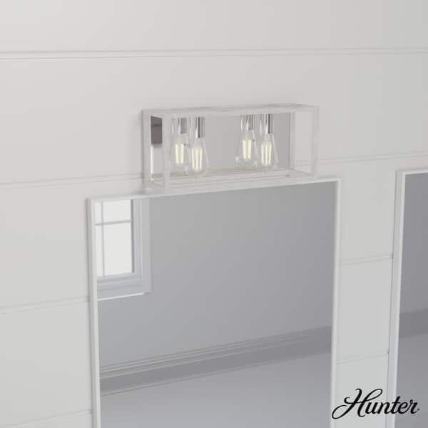 Hunter Squire Manor 17 in. 2-Light Chrome Vanity Light with Distressed White Frame