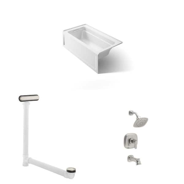 Numista Nickel Faucet, Clearflo Drain & Archer 60 in. Tub Combo
