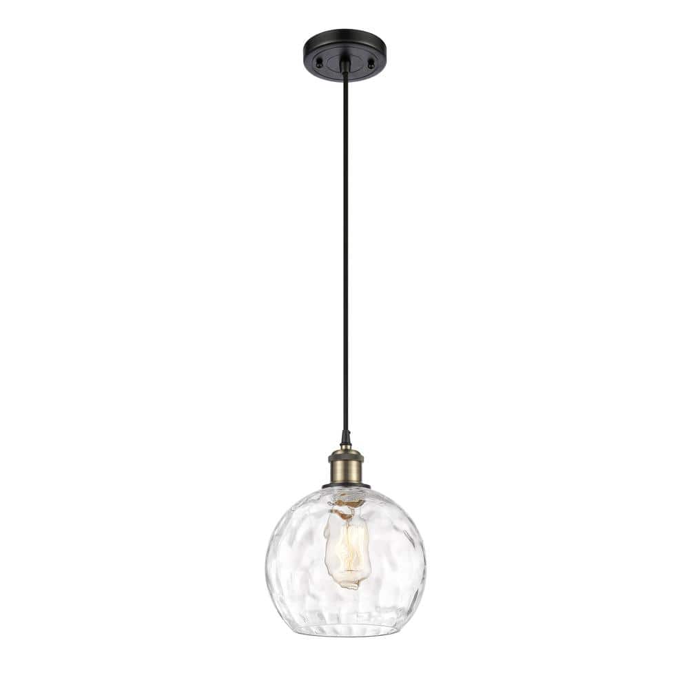 Athens Water Glass 60-Watt 1 Light Black Antique Brass Shaded Mini Pendant Light with Clear glass Clear Glass Shade price history on PriceWatchPro