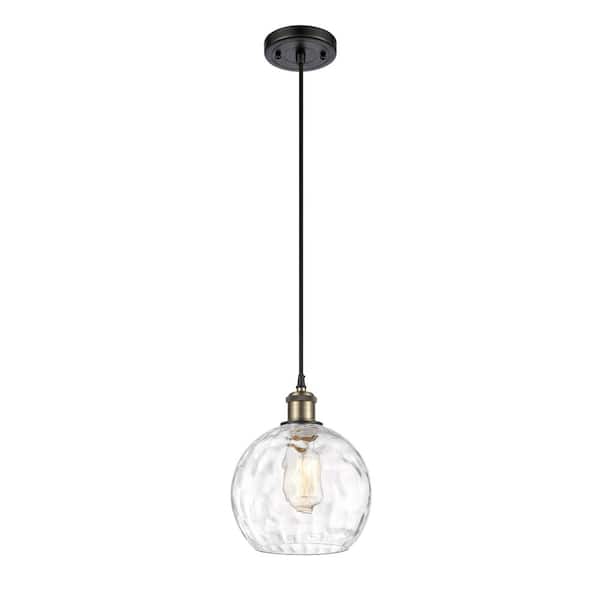 Innovations Athens Water Glass 60-Watt 1 Light Black Antique Brass Shaded Mini Pendant Light with Clear glass Clear Glass Shade