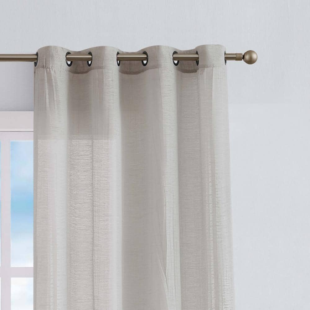 Taupe Sheer Grommet 84" x 104" Polyester Window Curtains