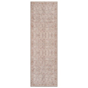 Delano Terracotta Floral Pattern Machine Washable Area Rug Multi 2 ft. 6 in. x 6 ft. Runner Rug