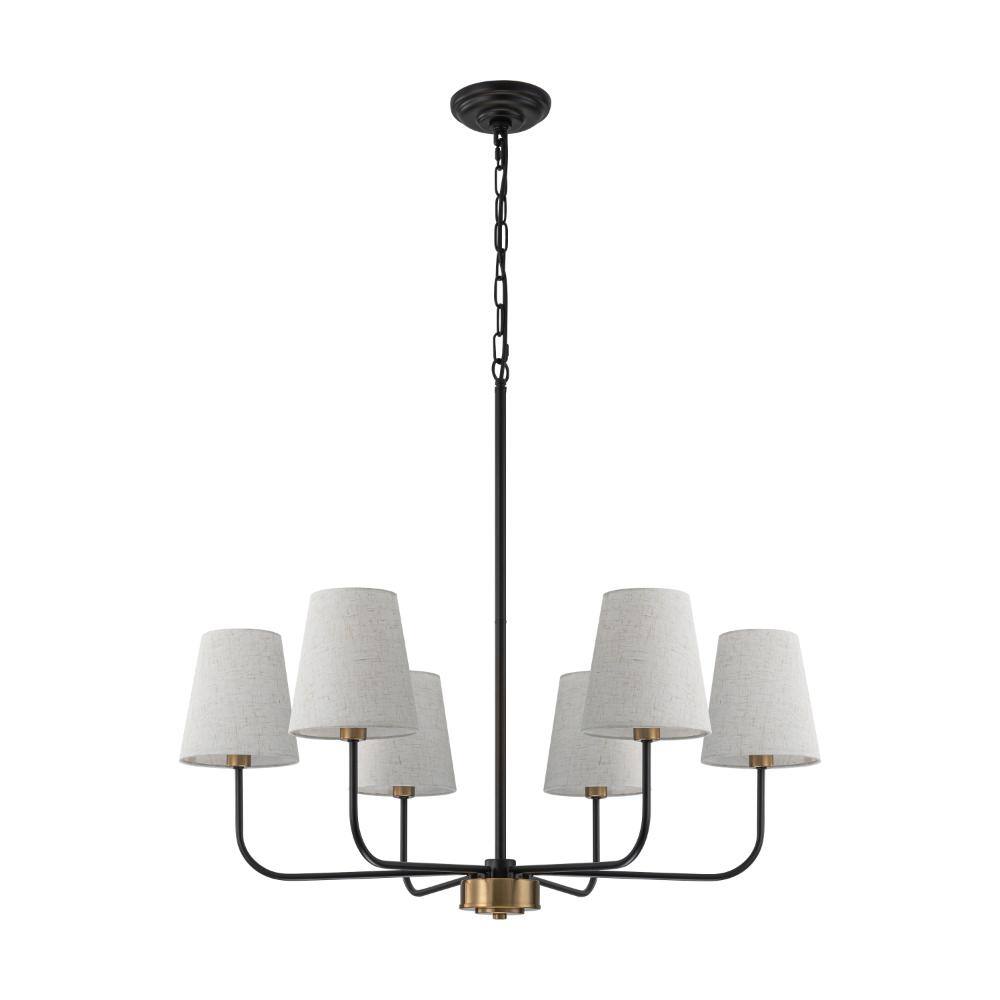 6-Light Farmhouse Chandelier with Fabric Shades, Adjustable Chain, Black and Gold Pendant Light for Kitchen Island price history on PriceWatchPro