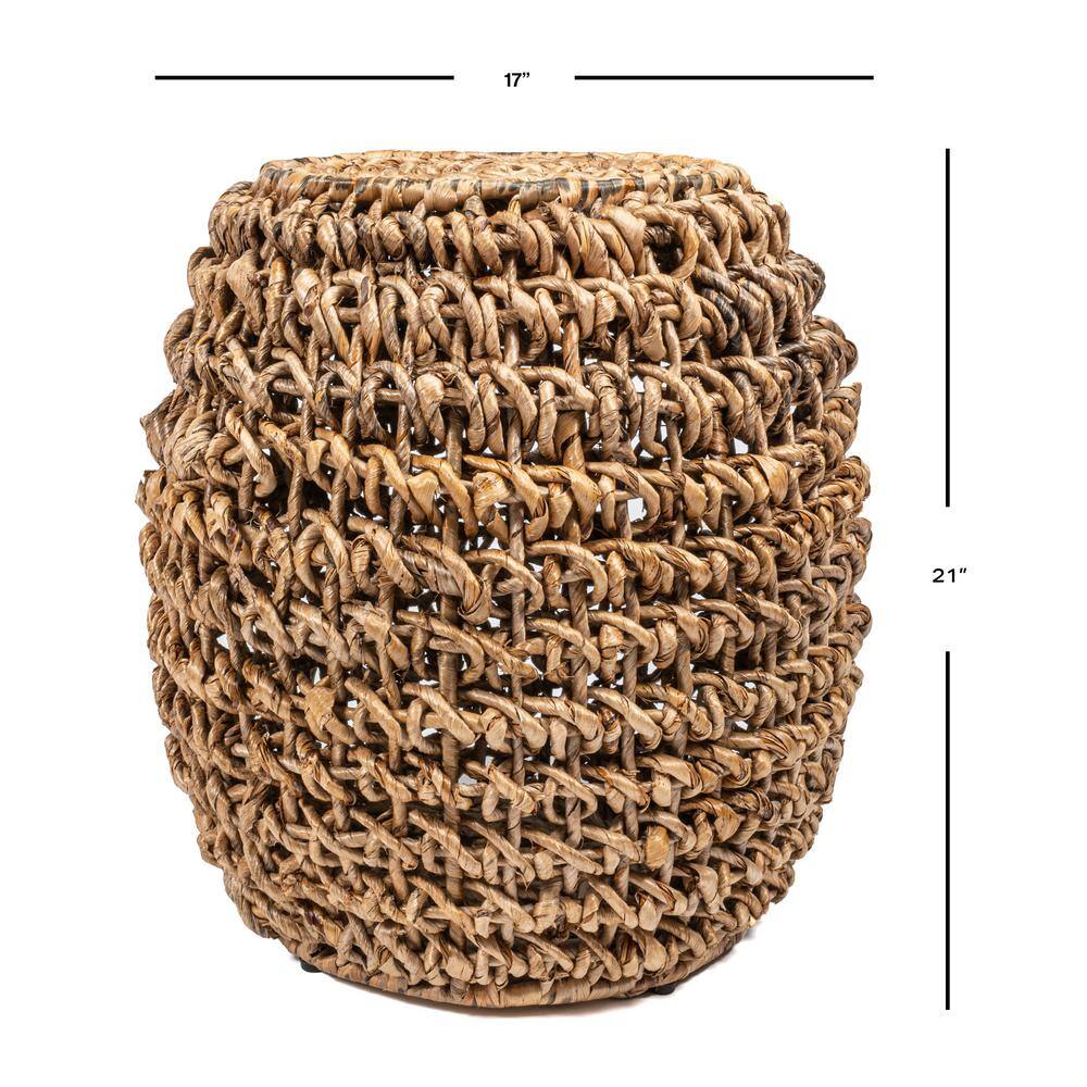 Sage 21" Brown Abaca and Iron Handwoven Stool