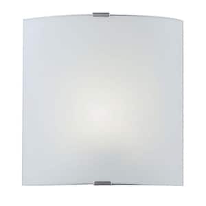 Grafik 11 in. W x 11 in. H 1-Light Chrome Wall Sconce with Satin Glass Shade