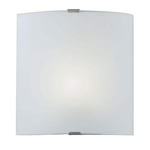Eglo Grafik 11 in. W x 11 in. H 1-Light Chrome Wall Sconce with Satin Glass Shade