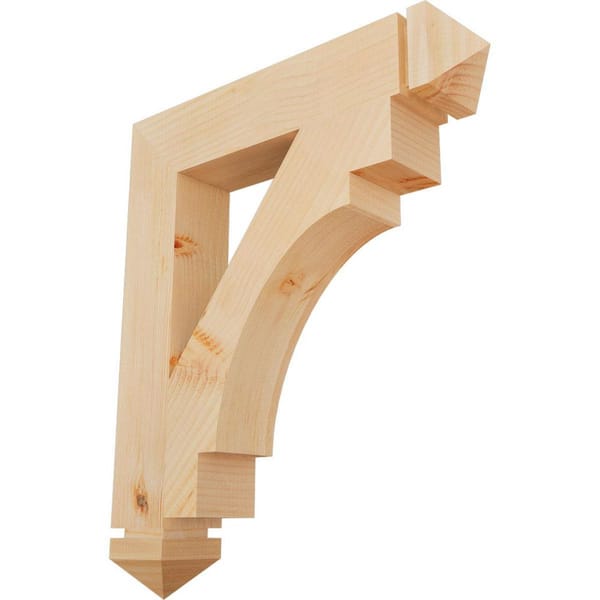 Ekena Millwork 3.5 in. x 26 in. x 22 in. Douglas Fir Merced Arts and Crafts Smooth Bracket