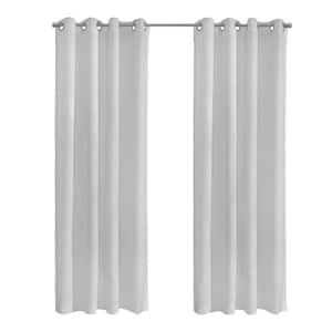 Boucle White Polyester Raised Slub Textured 52 in. W x 84 in. L Grommet Indoor Sheer Curtain (Single Panel)
