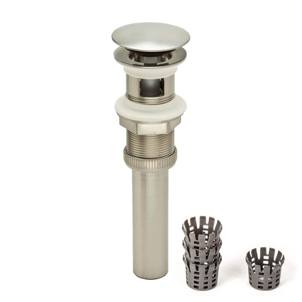 "DecoDRAIN 2-in-1 Brass Sink Drain, Push (Open/Close), Umbrella (Open), w/ Overflow, 2.7"" Cap, 1.6-2.2"" Sink Hole, BN" price history on PriceWatchPro