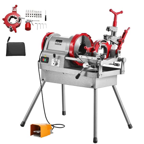 Electric Pipe Threader Machine, 900W 2-Speed Threading Cutting Machine, 1/2 to 4 in. Pipes Threading Cutter Tool