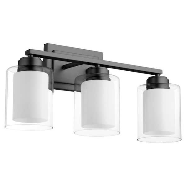 3-Light Mate Black with Satin Opal Vanity