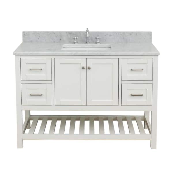 Westchester 49 In W X 34 H Bath Vanity White With Marble Top Basin Vln49wt The Home Depot - 34 Bathroom Vanity Top