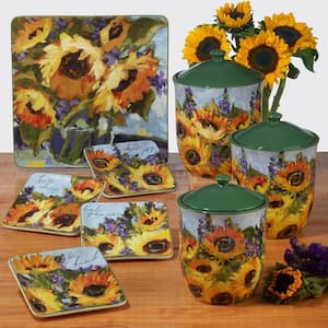 Sunflower Bouquet 3-Piece Earthenware Canister Set