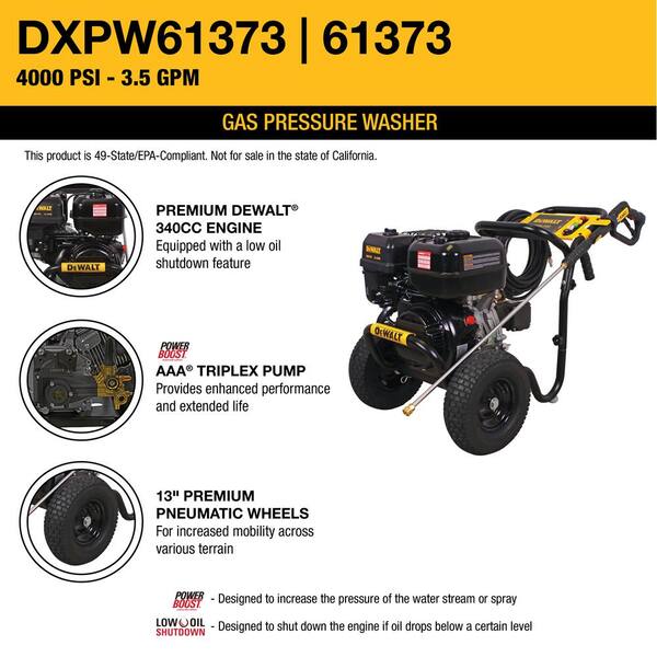 DEWALT 4000 PSI 3.5 GPM Gas Cold Water Pressure Washer with AAA