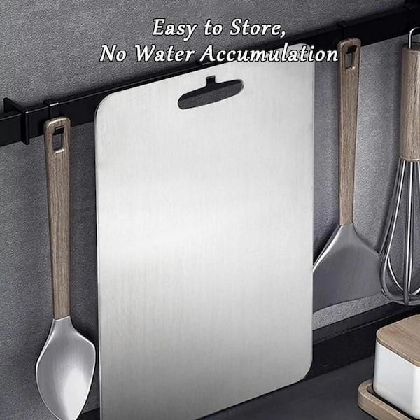 15.35 in. x 11.02 in. Rectangular Titanium Cutting Board, Double-Sided Reusable, Easy to Clean for Kitchen and Camping