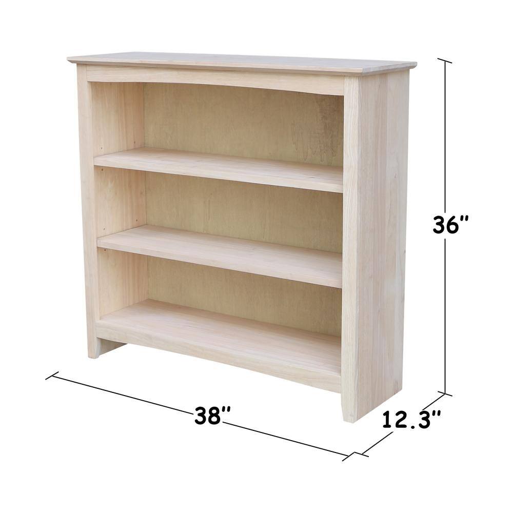 Adjustable Solid Wood Brown Shaker Bookcase, 45" Length