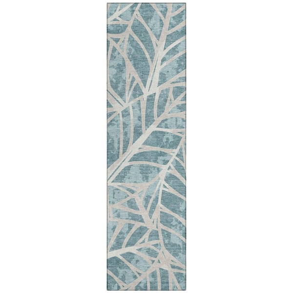 Chantille Machine Washable Indoor/Outdoor Abstract ACN2866 Teal 2 ft. x 7 ft. Runner Rug