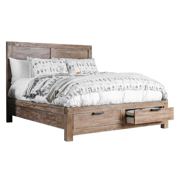 Unbranded Jhon Brown Wood Frame Queen Platform Bed