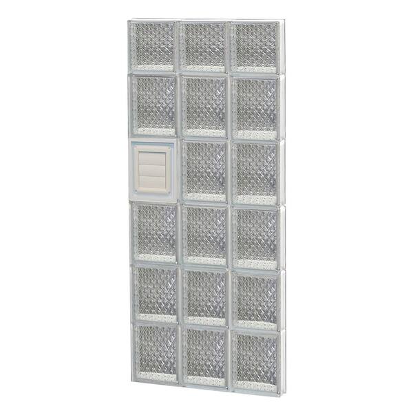Clearly Secure 17.25 in. x 44.5 in. x 3.125 in. Frameless Diamond Pattern Glass Block Window with Dryer Vent