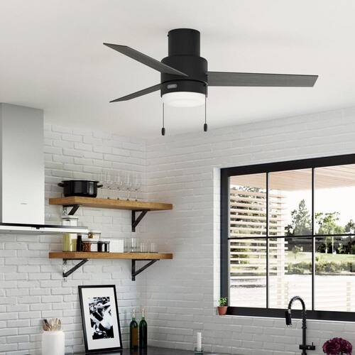 Brunner 52 in. Indoor Matte Black Ceiling Fan with Light Kit Included Lighting