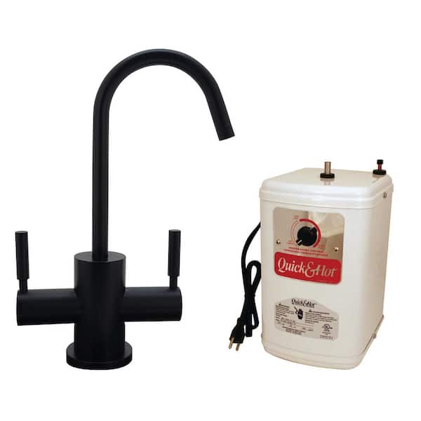 Westbrass 9-3/8 in. Contemporary 2-Lever Handle Hot and Cold Water Dispenser Faucet with Instant Heating Tank, Matte Black